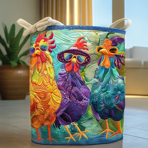 Chic Chicks Quilted Laundry Basket NCU0DV867