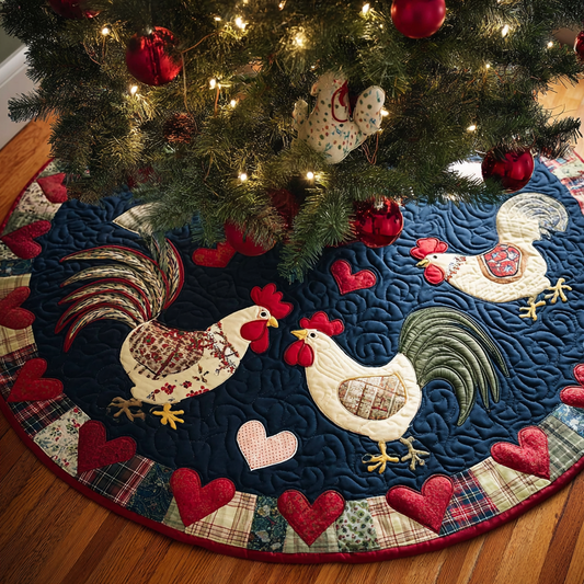 Chicken Bloom Christmas Quilted Tree Skirt NCU0DDK1948