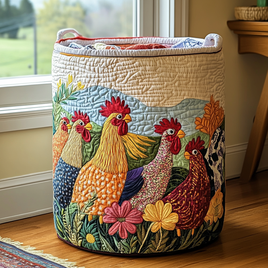 Chicken Bloom Quilted Laundry Basket NCU0DDK969