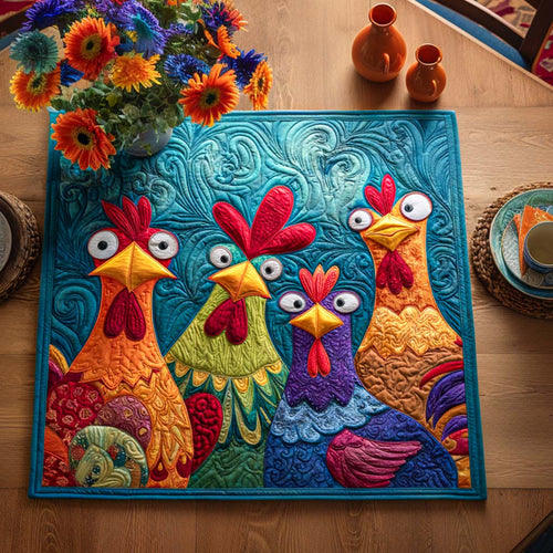 Chicken Cheer Quilted Table Topper NCU0NNT1084