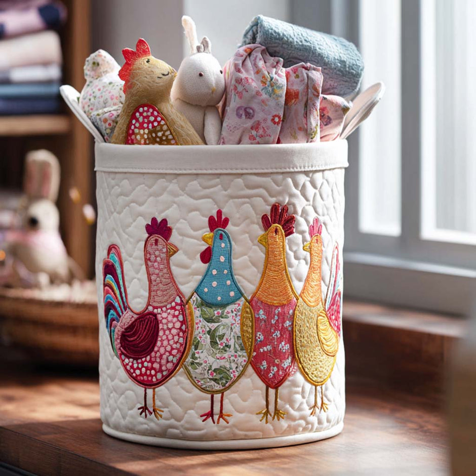 Chicken Bloom Quilted Laundry Basket NCU0DDK969