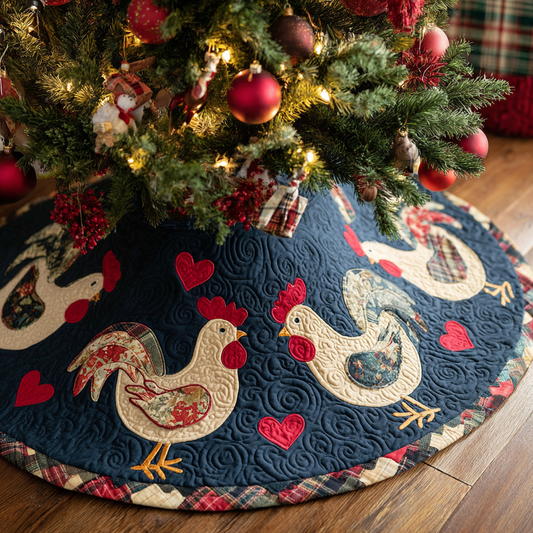Chicken Garden Christmas Quilted Tree Skirt NCU0DDK1947