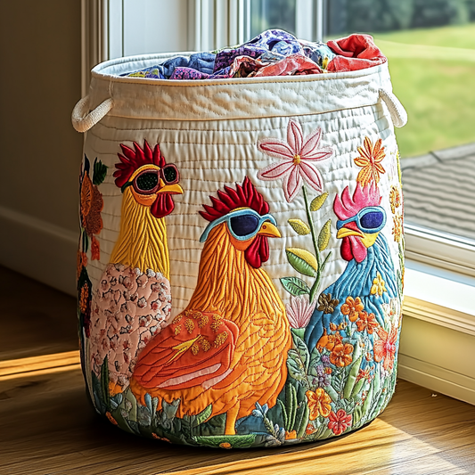 Chicken Garden Quilted Laundry Basket NCU0DDK966