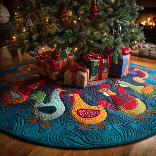 Chicken Haven Christmas Quilted Tree skirt NCU0NNT2540