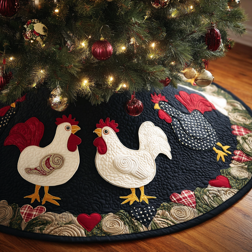 Chicken Meadow Christmas Quilted Tree Skirt NCU0DDK1949