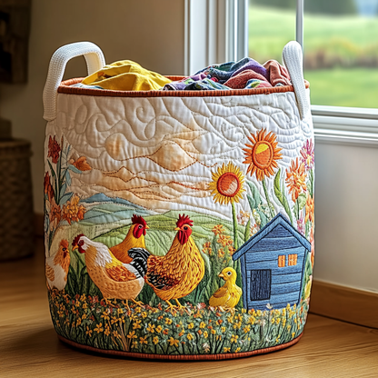 Chicken Meadow Quilted Laundry Basket NCU0DDK967