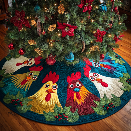 Chicken Spring Christmas Quilted Tree Skirt NCU0DDK1952
