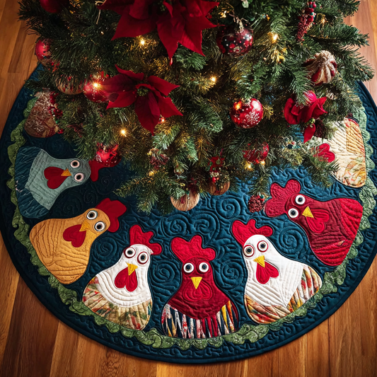 Chicken Valley Christmas Quilted Tree Skirt NCU0DDK1951
