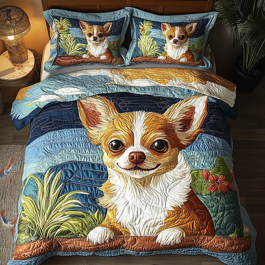 Chihuahua Charm 3-Piece Quilted Bedding Set NCU0NVH778