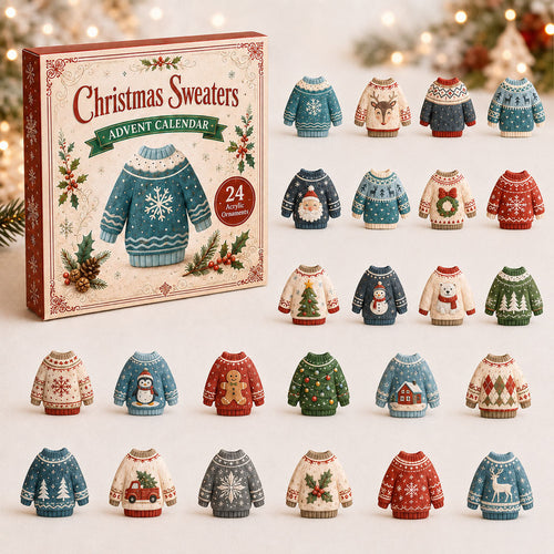 CHRISTMAS KICKOFF 40% OFF - Christmas Sweaters Advent Calendar 2026 - 24-Day Festive Countdown, Acrylic Charms Blind Box - Gift For Christmas Lovers AC0NT035