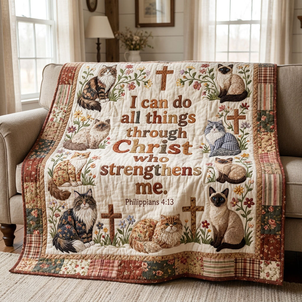 Christ My Strength Quilted Blanket NCU0PTT3296