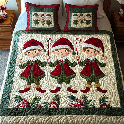 Christmas Elf Charm 3-Piece Quilted Bedding Set NCU0PTT039