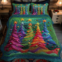 Christmas Star Pines 3-Piece Quilted Bedding Set NCU0PT2104