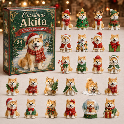 CHRISMAST KICKOFF 40% OFF - Christmas Akita Advent Calendar 2026 - 24-Day Festive Countdown, Acrylic Charms Blind Box - Gift For Akita Lovers AC0NT167