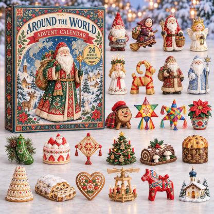 CHRISTMAS KICKOFF 40% OFF - Christmas Around The World Advent Calendar 2026 - 24-Day Festive Countdown, Acrylic Charms Blind Box - Gift For Family and Friends AC0TD093