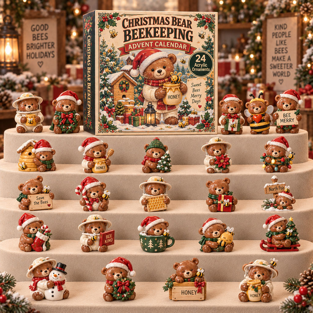 CHRISTMAS KICKOFF 40% OFF - Christmas Bear Beekeeping Advent Calendar 2026 - 24-Day Festive Countdown, Acrylic Charms Blind Box - Gift For Beekeeper Lovers AC0TM333