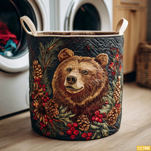 Christmas Bear Trail Quilted Laundry Basket NCU0NTD1029
