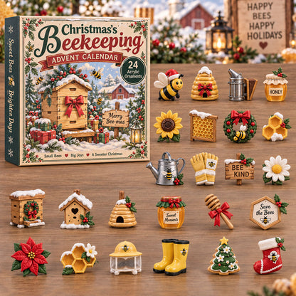 CHRISTMAS KICKOFF 40% OFF - Christmas Beekeeping Advent Calendar 2026 - 24-Day Festive Countdown, Acrylic Charms Blind Box - Gift For Outdoor Hobby Lovers AC0TH323