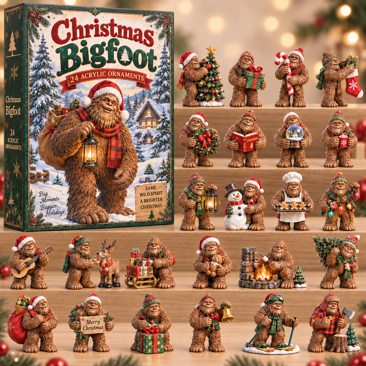 CHRISTMAS KICKOFF 40% OFF - Christmas Bigfoot Advent Calendar 2026 - 24-Day Festive Countdown, Acrylic Charms Blind Box - Gift For Family and Friends AC0TV024