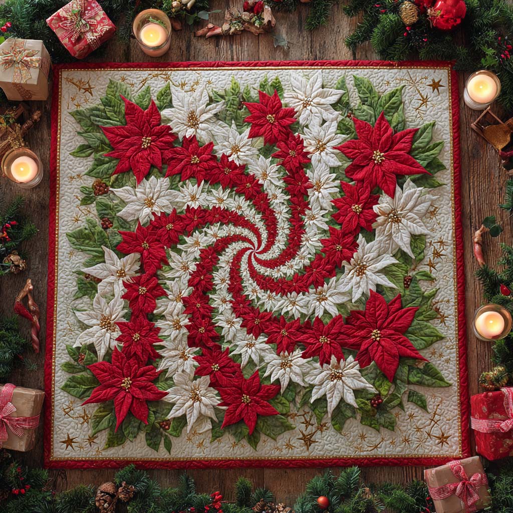 Christmas Bloom Spiral Quilted Table Topper NCU0NXD227