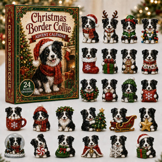 CHRISTMAS KICKOFF 40% OFF - Christmas Border Collie Advent Calendar 2026 - 24-Day Festive Countdown, Acrylic Charms Blind Box - Gift For Dogs Lovers