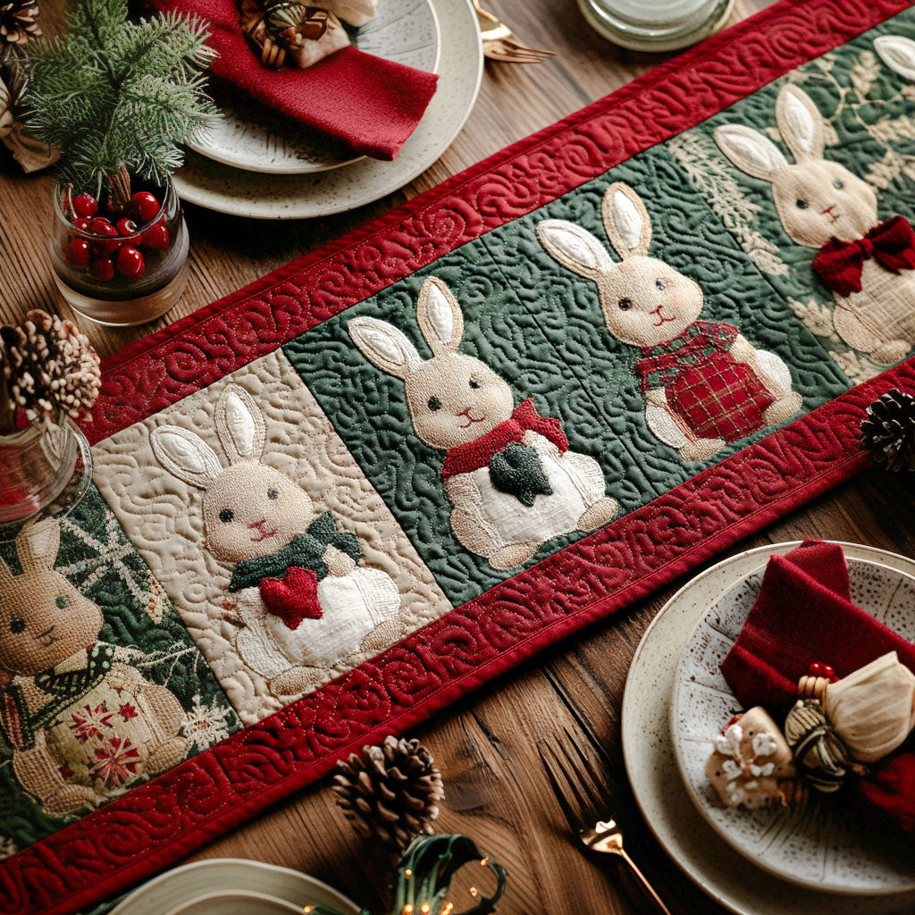 Christmas Bunny Quilted Table Runner NCU0PTT1390