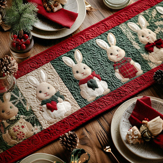 Christmas Bunny Quilted Table Runner NCU0PTT1390