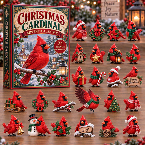 CHRISTMAS KICKOFF 40% OFF - Christmas Cardinal Advent Calendar 2026 - 24-Day Festive Countdown, Acrylic Charms Blind Box - Gift For Family and Friends AC0HH027