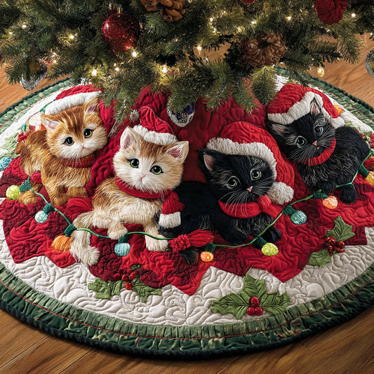 Christmas Cat Whiskers Christmas Quilted Tree Skirt NCU0NTD1073
