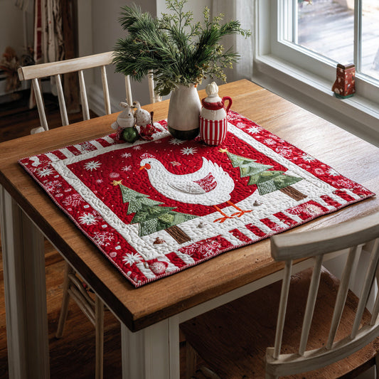 Christmas Chicken Quilted Table Topper NCU0HNH153