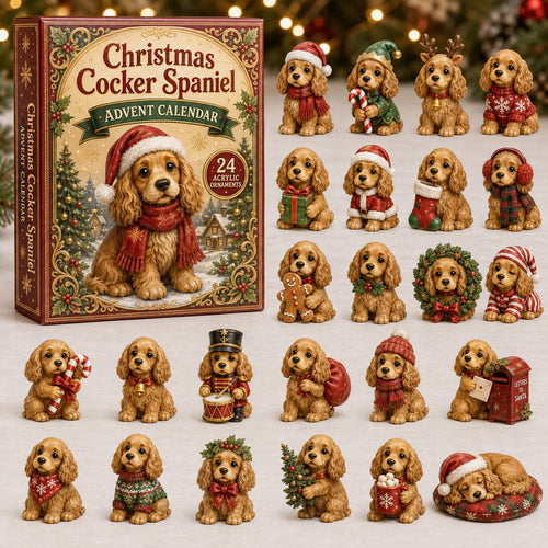 CHRISTMAS KICKOFF 40% OFF - Christmas Cocker Spaniel Advent Calendar 2026 - 24-Day Festive Countdown, Acrylic Charms Blind Box - Gift For Cocker Spaniel Lovers AC0NT076
