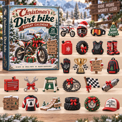 CHRISTMAS KICKOFF 40% OFF - Christmas Dirtbike Advent Calendar 2026 - 24-Day Festive Countdown, Acrylic Charms Blind Box - Gift For Outdoor Hobby Lovers AC0TH316