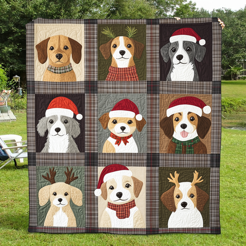 Christmas Dog Joy Quilted Blanket NCU0VL642