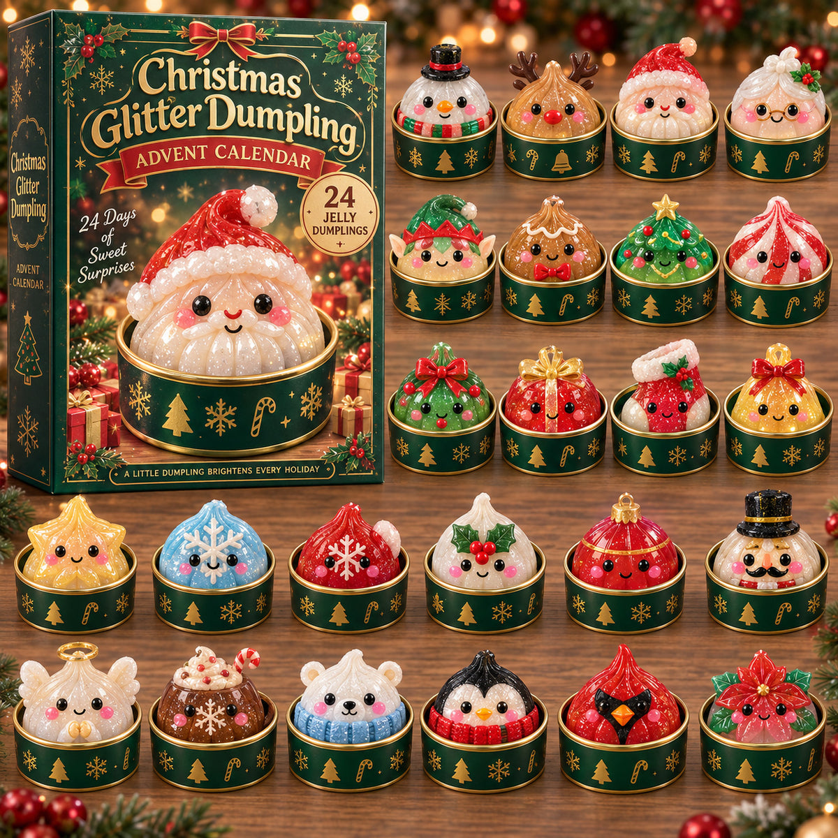 CHRISTMAS KICKOFF 40% OFF - Christmas Dumpling Advent Calendar 2026 - 24-Day Festive Countdown, Acrylic Charms Blind Box - Gift For Christmas Lovers AC0TV002