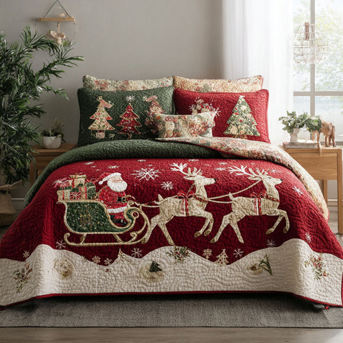 Christmas Eve Dash 3-Piece Quilted Bedding Set NCU0PTT1861