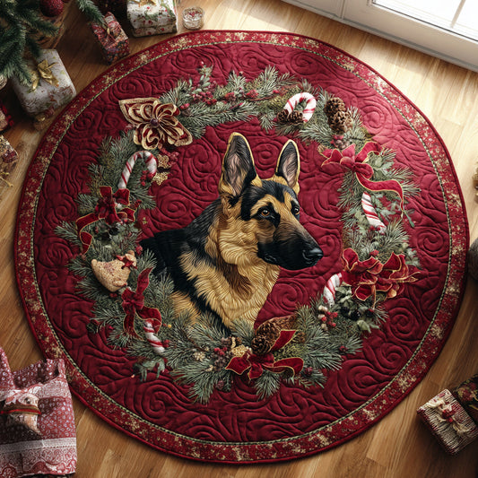 Christmas German Shepherd Quilted Round Mat NCU0DV1103