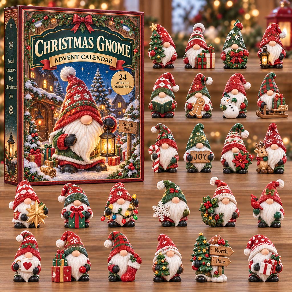CHRISTMAS KICKOFF 40% OFF - Christmas Gnome Advent Calendar 2026 - 24-Day Festive Countdown, Acrylic Charms Blind Box - Gift For Family and Friends AC0HH002
