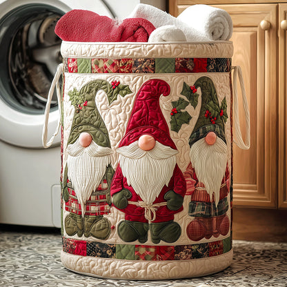 Christmas Gnome Quilted Laundry Basket NCU0TH3140