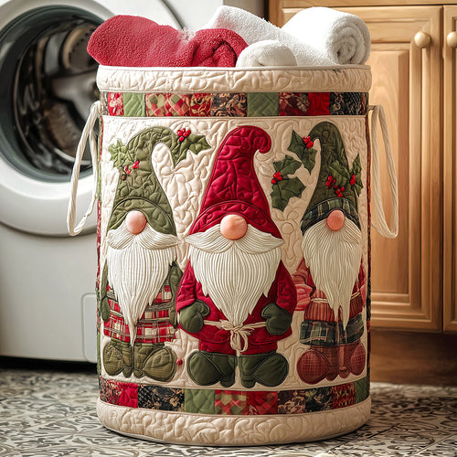 Christmas Gnome Quilted Laundry Basket NCU0TH3140