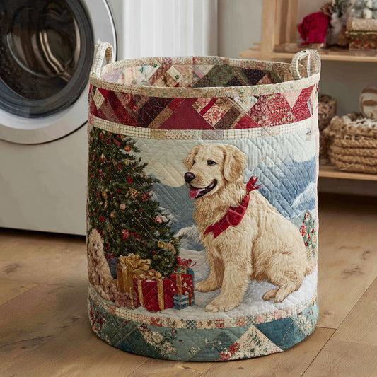 Christmas Golden Retriever Quilted Laundry Basket NCU0HNH108