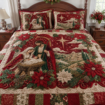 Christmas Grace 3-Piece Quilted Bedding Set NCU0PTT3376