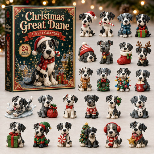 CHRISTMAS KICKOFF 40% OFF - Christmas Great Dane Advent Calendar 2026 - 24-Day Festive Countdown, Acrylic Charms Blind Box - Gift For Great Dane Lovers AC0NT146