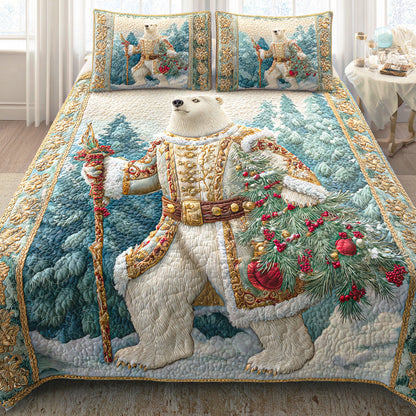 Christmas Hearth Bear 3-Piece Quilted Bedding Set NCU0NTD881