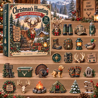 CHRISTMAS KICKOFF 40% OFF - Christmas Hunting Advent Calendar 2026 - 24-Day Festive Countdown, Acrylic Charms Blind Box - Gift For Outdoor Hobby Lovers AC0TH318
