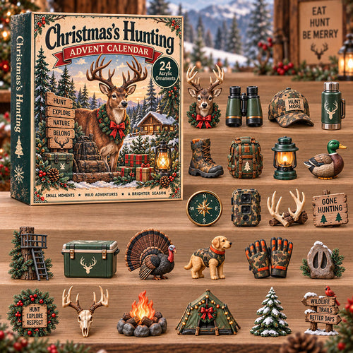 CHRISTMAS KICKOFF 40% OFF - Christmas Hunting Advent Calendar 2026 - 24-Day Festive Countdown, Acrylic Charms Blind Box - Gift For Outdoor Hobby Lovers AC0TH318