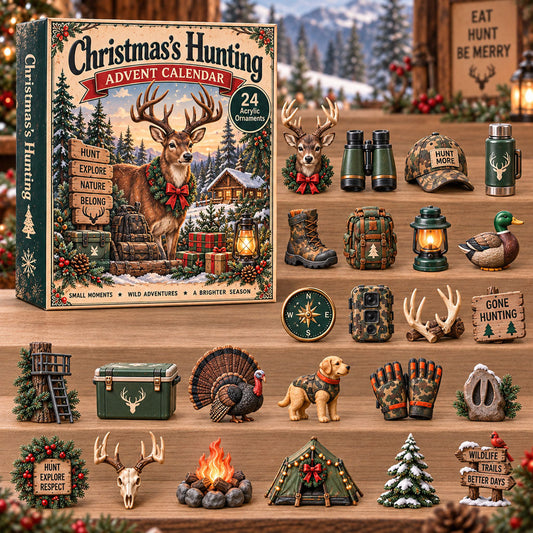 CHRISTMAS KICKOFF 40% OFF - Christmas Hunting Advent Calendar 2026 - 24-Day Festive Countdown, Acrylic Charms Blind Box - Gift For Outdoor Hobby Lovers AC0TH318