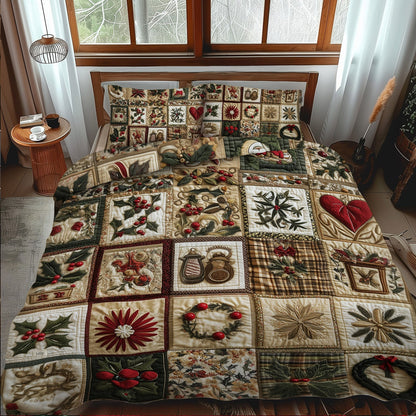 Christmas Kaleidoscope 3-Piece Quilted Bedding Set NCU0PT2103