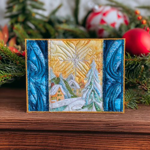 Christmas Lane Quilted Fabric Postcard NCU0PTT2286