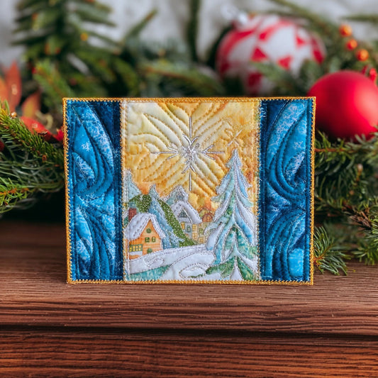 Christmas Lane Quilted Fabric Postcard NCU0PTT2286