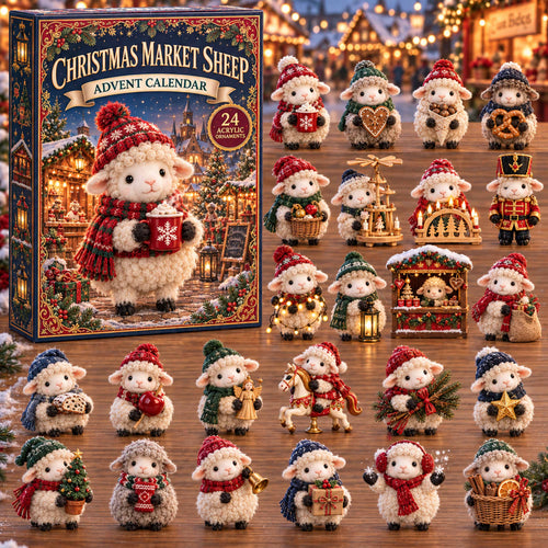 CHRISTMAS KICKOFF 40% OFF - Christmas Market Sheep Advent Calendar 2026 - 24-Day Festive Countdown, Acrylic Charms Blind Box - Gift For Family and Friends AC0TD035